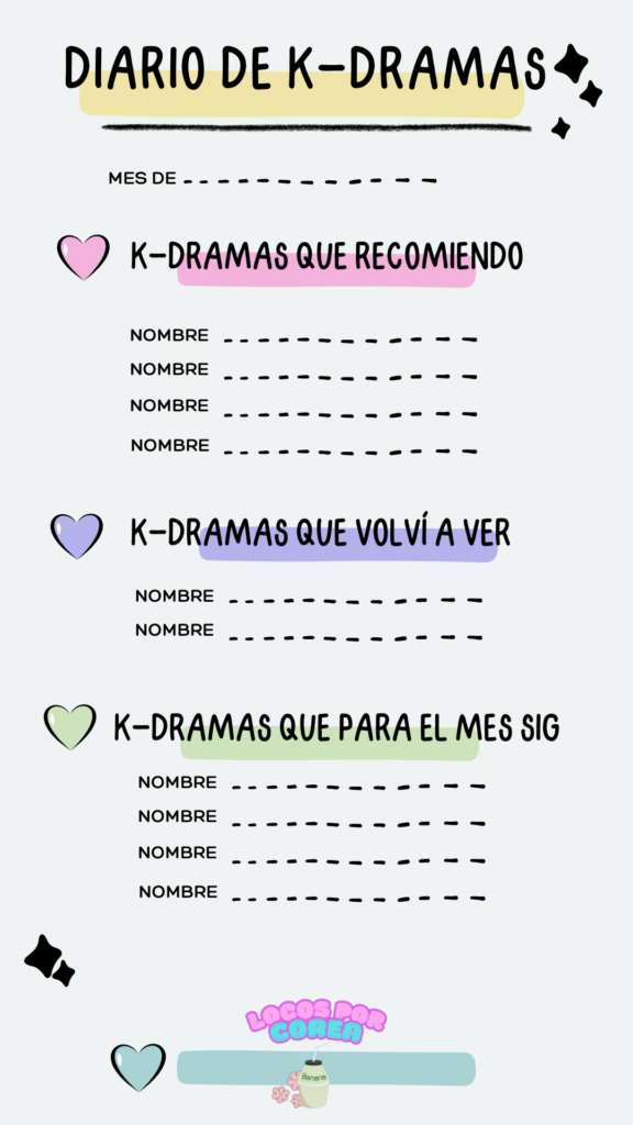 Regalos para los Locos por Corea 4 Diario de K-dramas para descargar
