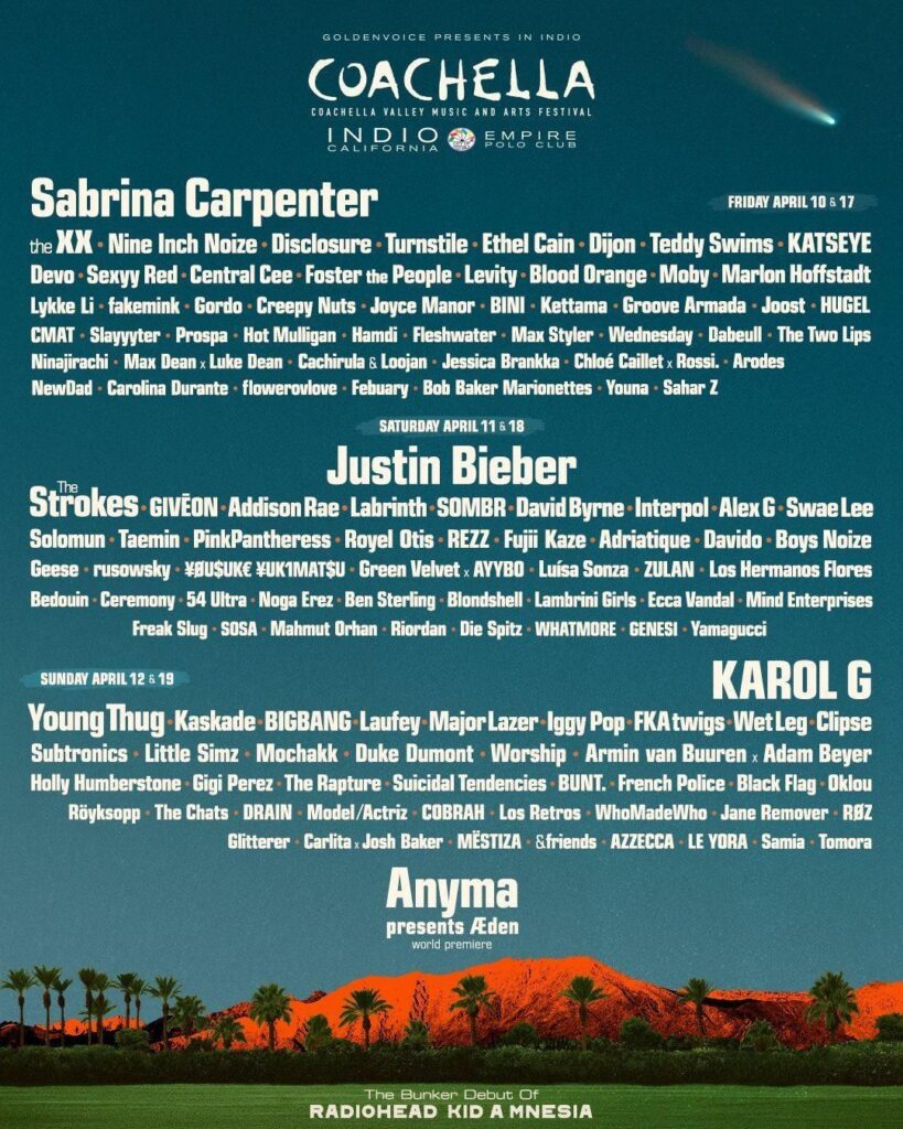 Bigbang coachella 2026 Coachella 2026 lineup completo