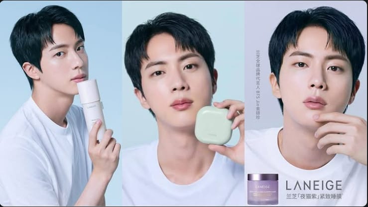 K-beauty y K-pop Jin de bts para laneige cuidado de la piel